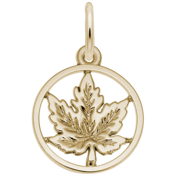 Gold Maple Leaf Pendant with Border